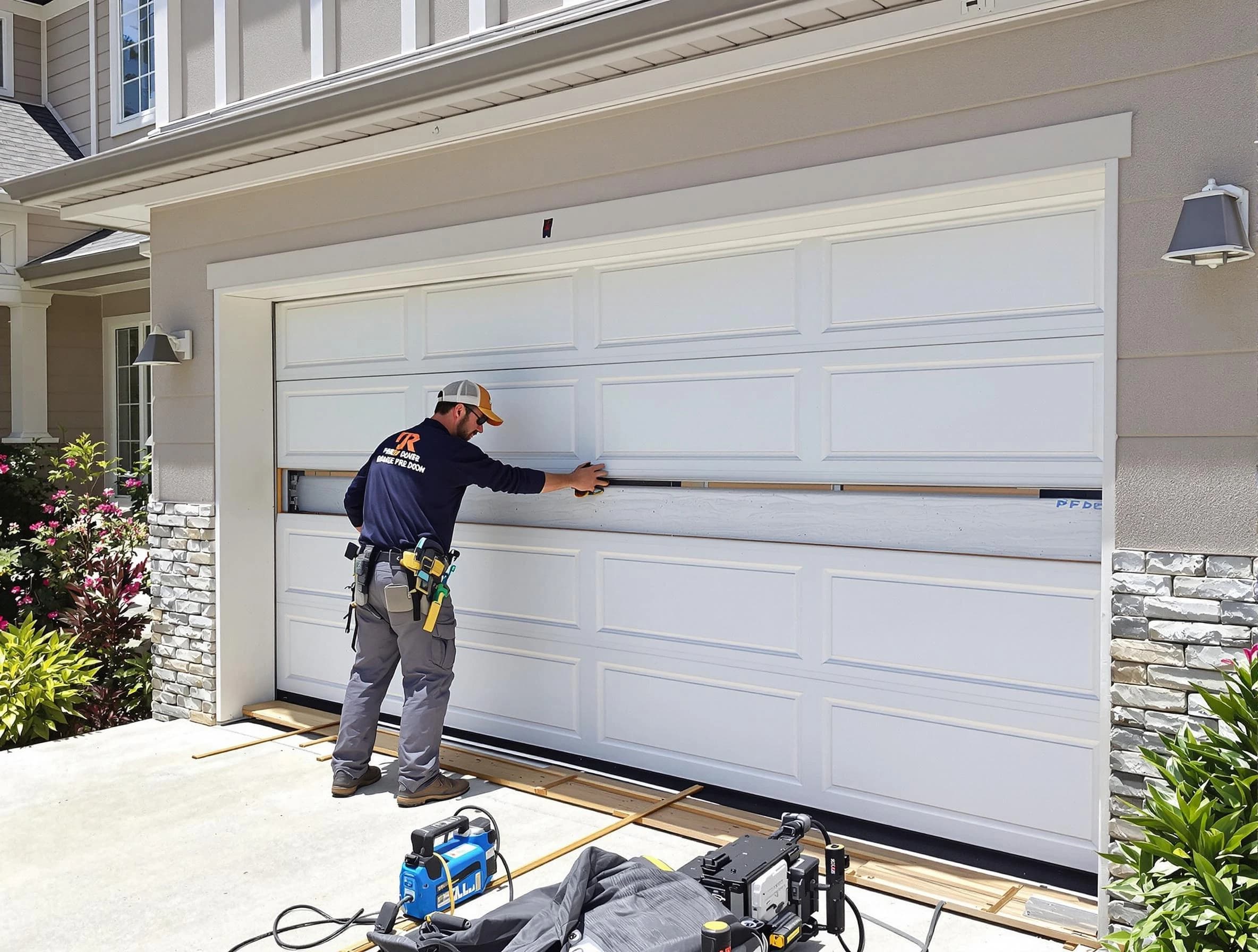 Milliken Garage Door Repair team performing complete garage door replacement at Milliken residence