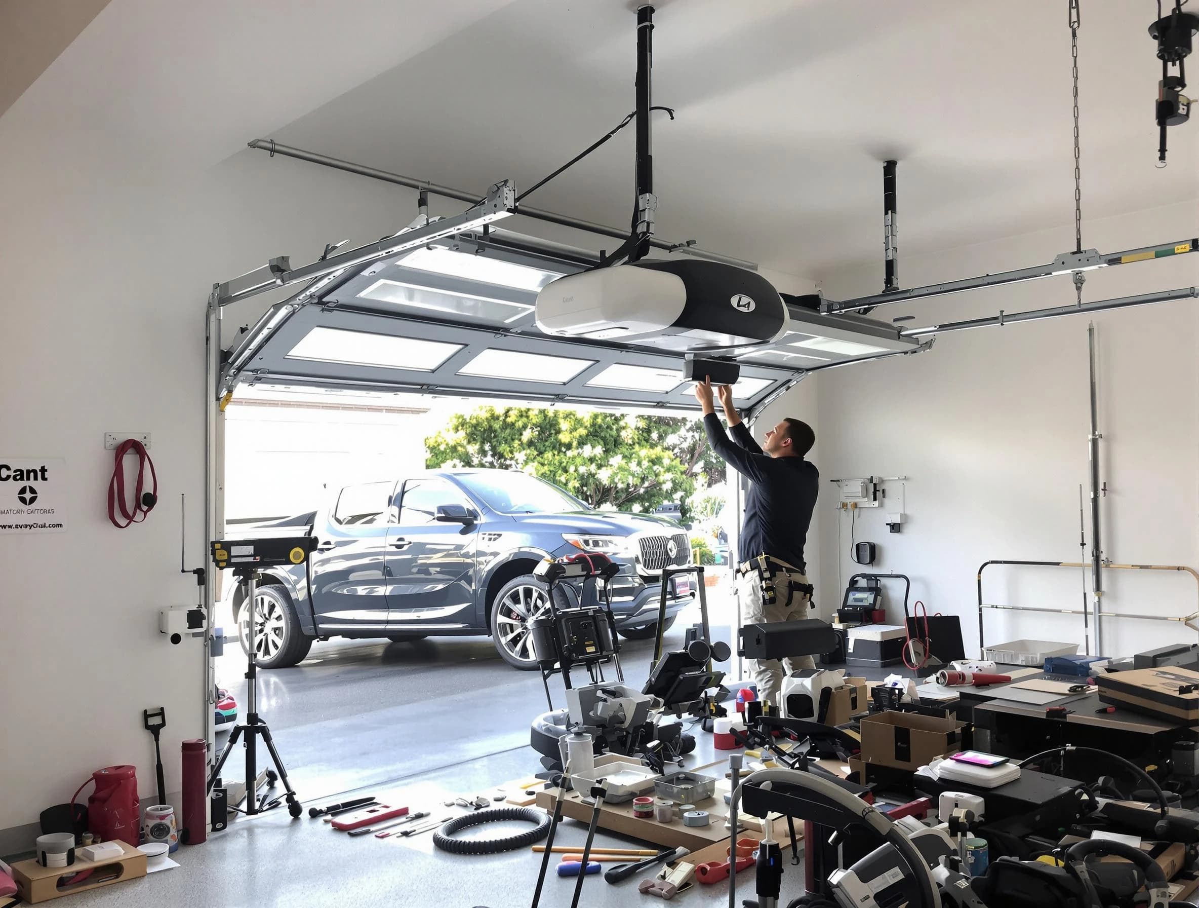 Milliken Garage Door Repair specialist installing smart garage door opener system in Milliken home