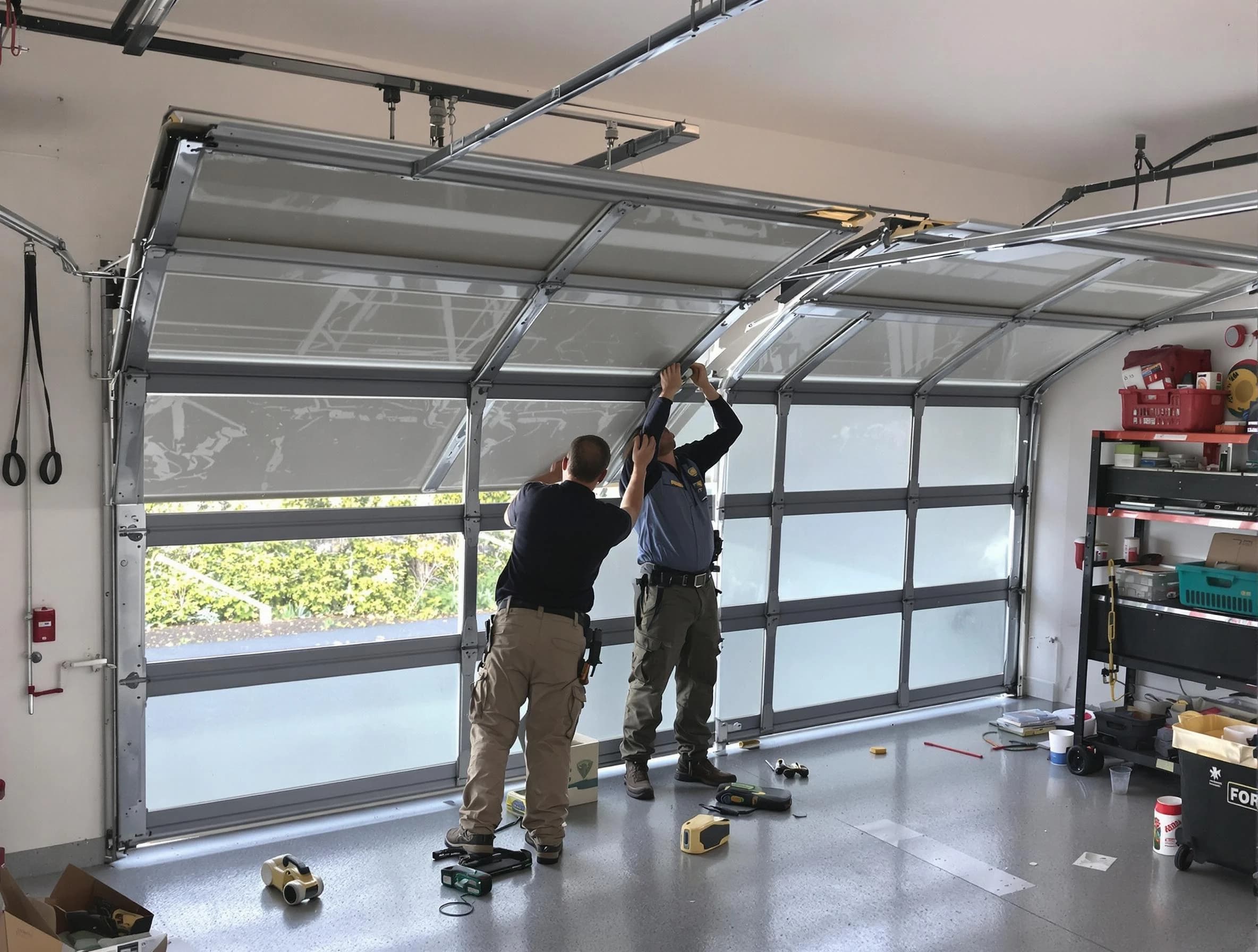Milliken Garage Door Repair expert performing precise panel replacement on Milliken garage door
