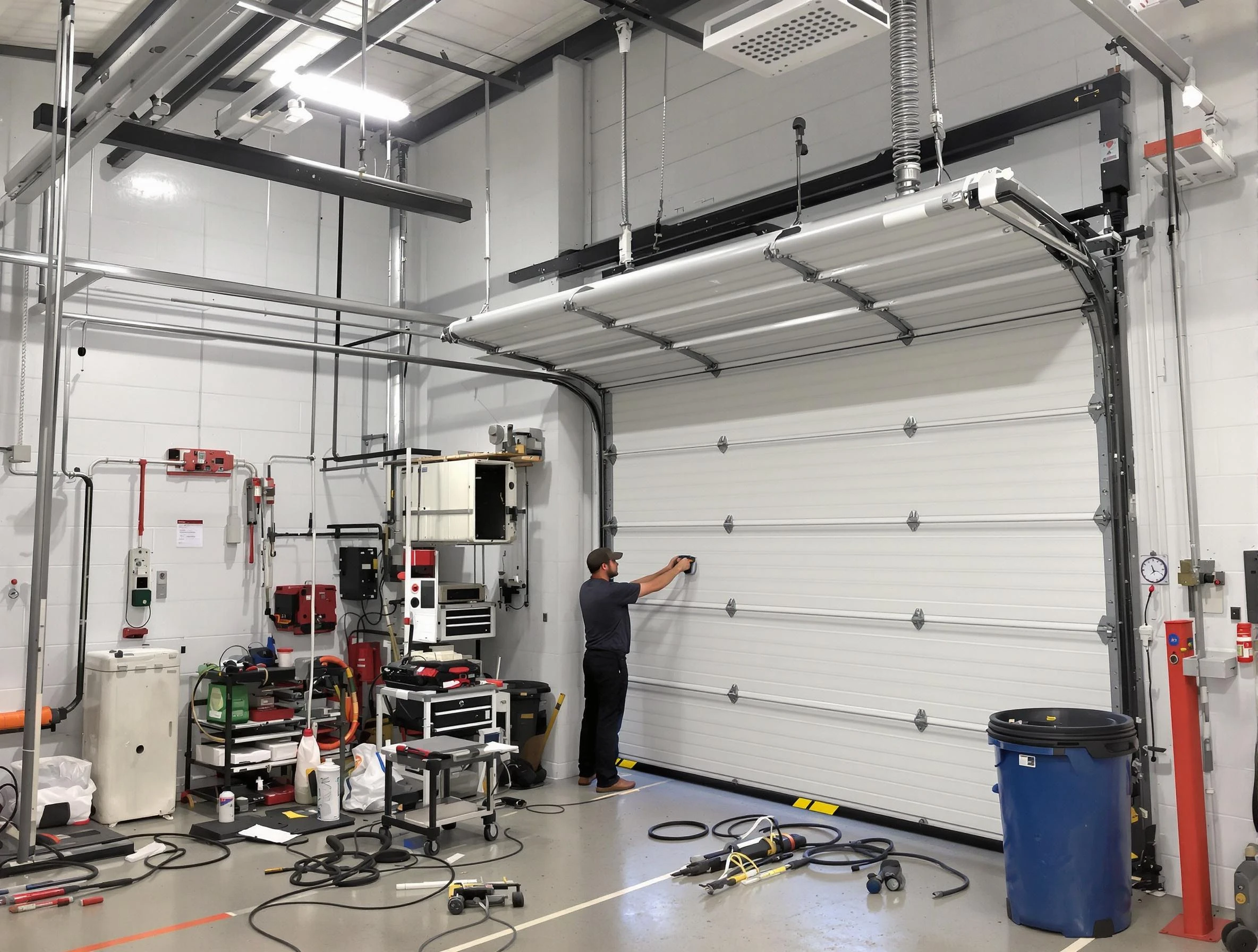 Milliken Garage Door Repair certified technician performing commercial door repair at a Milliken business facility