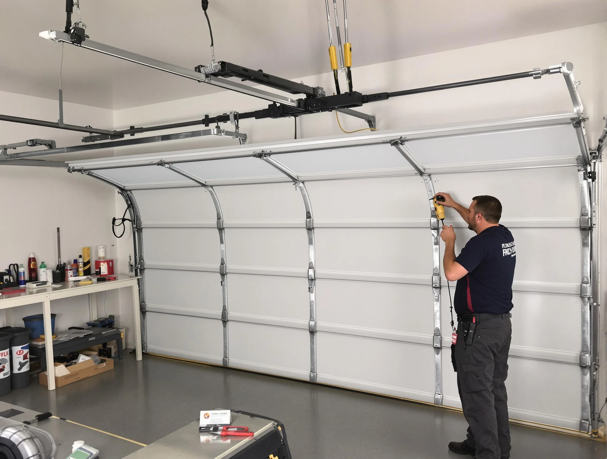 Milliken Garage Door Repair certified technician performing overhead door system repair in Milliken