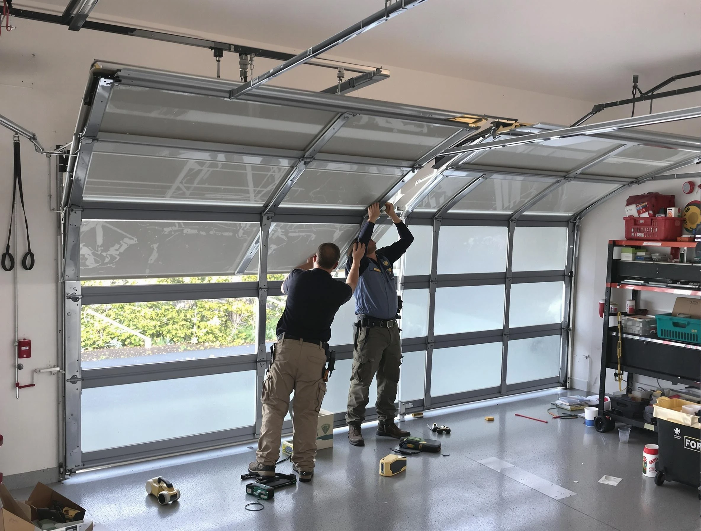 Milliken Garage Door Repair expert performing precise panel replacement on Milliken garage door